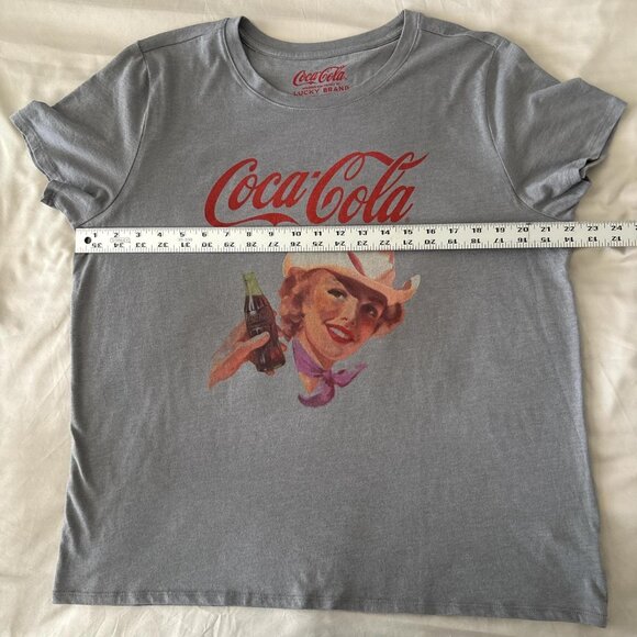 Coca Cola Lucky Brand Grey Cowgirl Graphic Tee - Picture 3 of 5